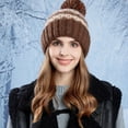 thumbnail image 5 of Diufon Women's Plush Warm Hat Ladies Winter Windproof Vintage Pattern Knitted Wool Hats Fleece Lined Ski Cap, 5 of 6
