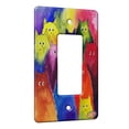 thumbnail image 1 of KuzmarK™ 1 Gang Rocker Wall Plate - Very Colorful Two Toned Silly Maine Coon Kitties Rainbow Background Art by Denise Every, 1 of 1