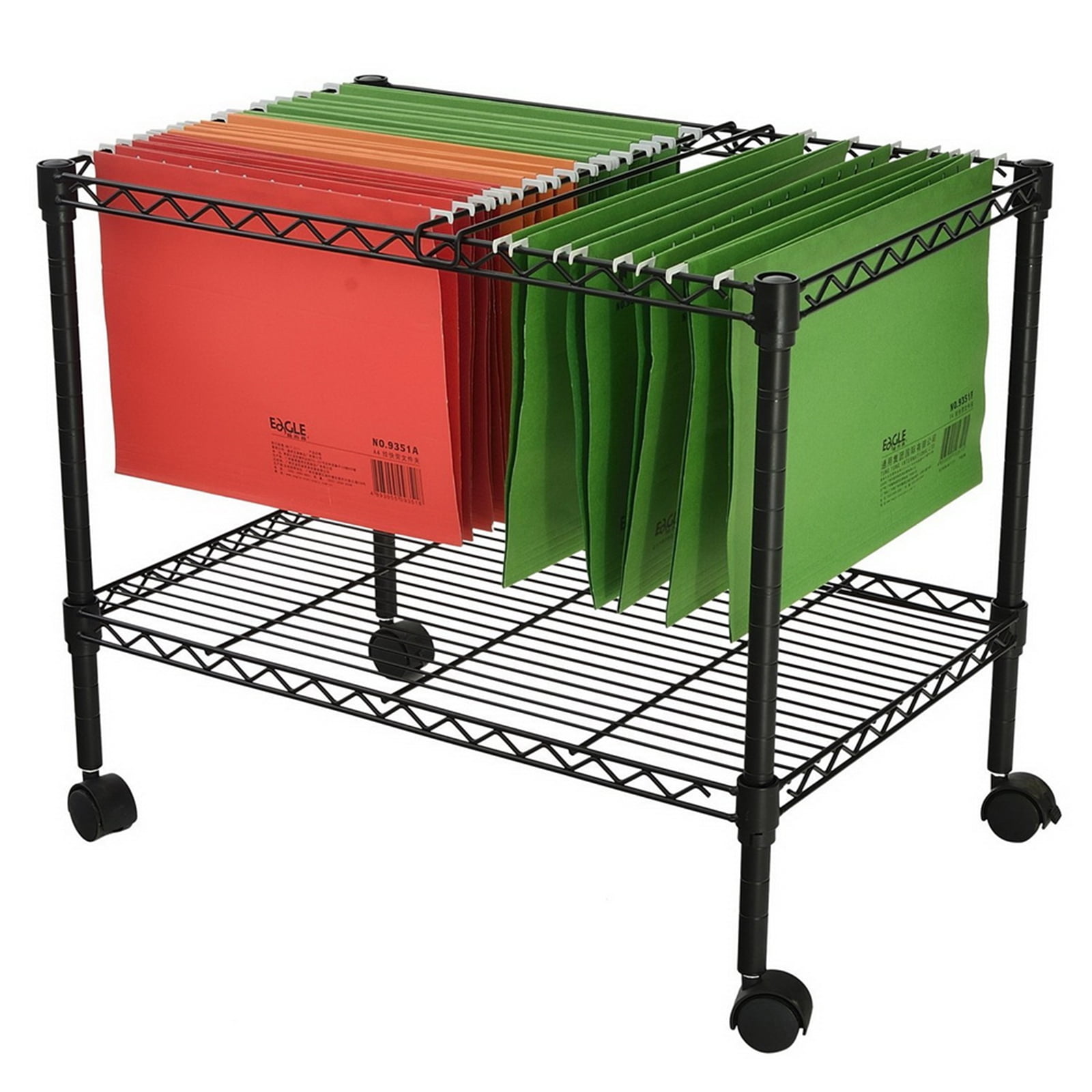 Single Tier Metal Rolling Mobile File Cart with 4 solid wheels
