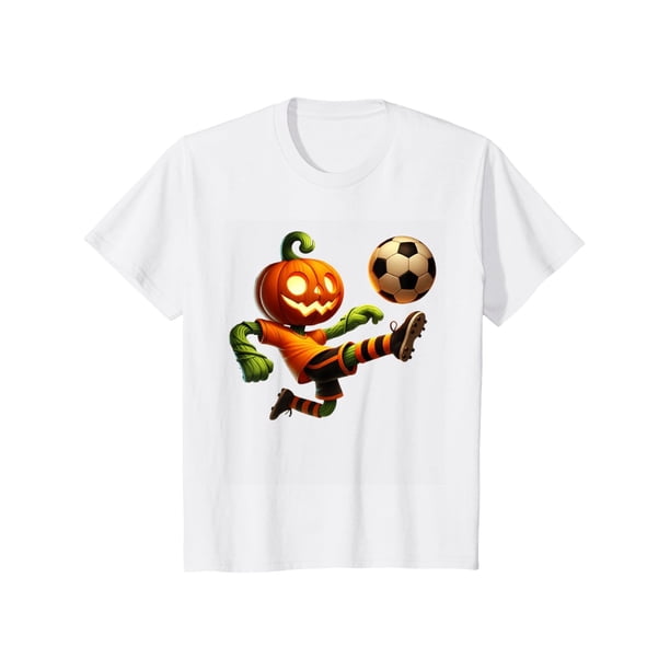 Halloween T-shirt Pumpkin Face Soccer Halloween Costume Men Boys Kids Cute T-Shirt
