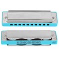 thumbnail image 3 of Blues Harmonica 10‑Hole Mouthorgan #F Key ABS Resin Comb Wind Instrument Professional(Blue ), 3 of 4
