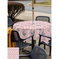 thumbnail image 4 of Vintage Flower Pattern Outdoor Tablecloth - 54x54 Inch Square Dining Table Cover, Spring Floral Leaves Plants Pink Waterproof Outdoor Table Cloth with Umbrella Hole & Zipper for Picnic/Patio/Party, 4 of 7