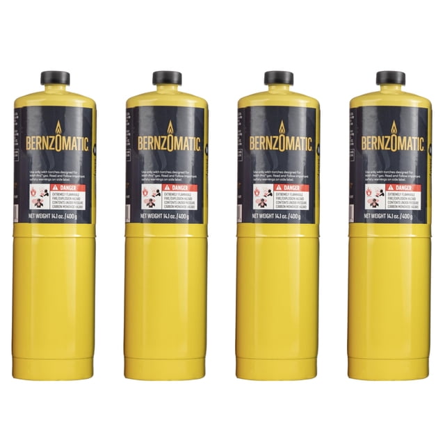 Cilindro de gas MAP-Pro para soplete Bernzomatic de 400 g, paquete de 4
