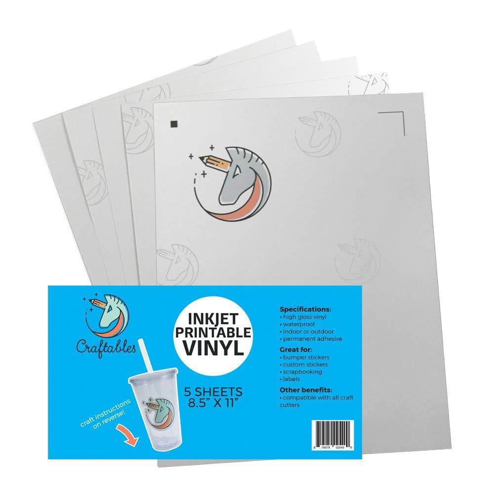 Craftables Waterproof Inkjet Sticker Paper 5 Sheets Printable