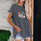 thumbnail image 2 of Camiseta informal para mujer, blusa estampada con cuello redondo y manga corta, Tops OAVQHLG3B Store  lin121212, 2 of 4