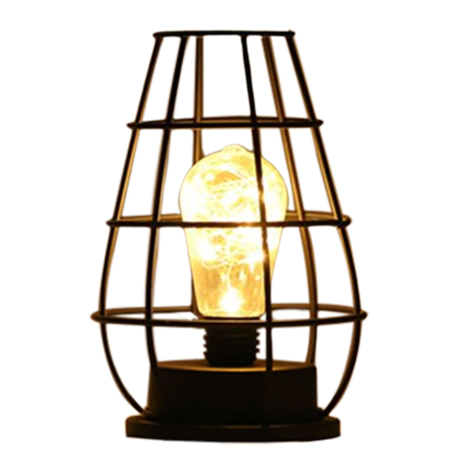 Lantern Style Table Lamp With Bulb & 6 Hour Timer, Battery Operated Hanging  Lamp 23.5 Cm High Glass Lanterns For Living Room Indoor Outdoor Garden Bed