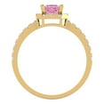 thumbnail image 4 of 0.89 ct Princess Cut Simulated Pink Diamond Halo Engagement Ring for Women in 18K Yellow Gold, 4 of 5