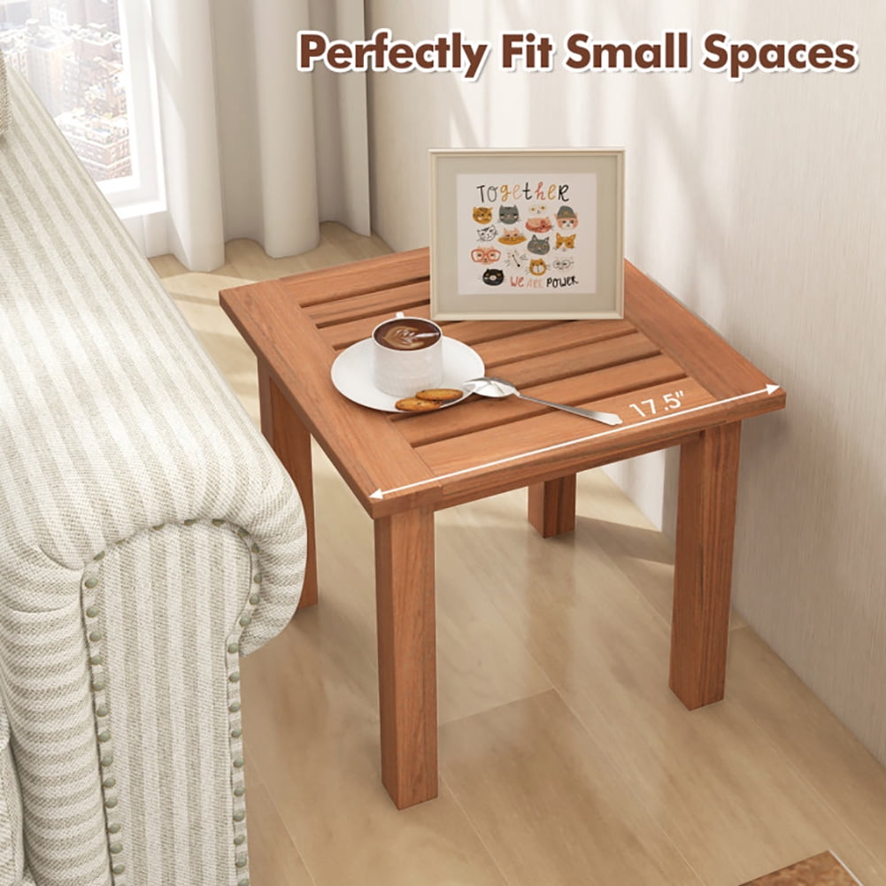 Aimee Lii Patio Hardwood Square Side Table with Slatted Tabletop, Outdoor Patio Furniture Aimee Lii Patio Hardwood Square Side Table with Slatted Tabletop, Outdoor Patio Furniture