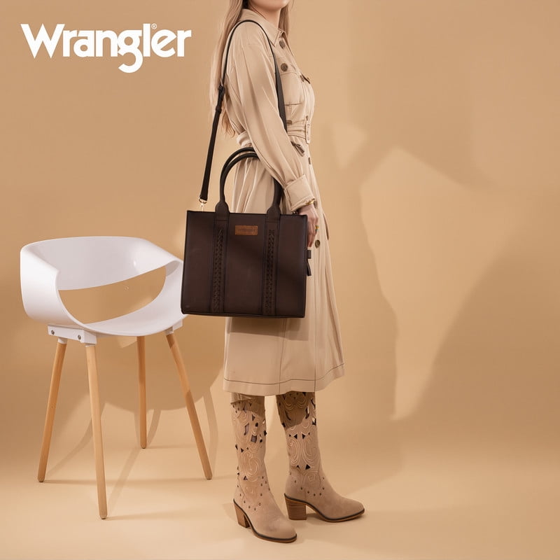 Wrangler Large Tote Bag for Women Shoulder Purse with Strap Vintage Top-Handle Handbags