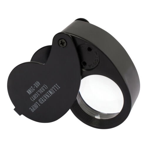 Mignova 40X LED Lighted Illuminated Jewelers Eye Loupe Jewelry Magnifier for Gems Jewelry Rocks Stamps Coins Watches Hobbies Antiques Models Photos(Black)