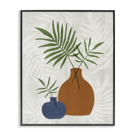 Stupell Industries Boho Botanical Vases Plants & Flowers Painting Black Framed Art Print Wall Art, 11 x 14