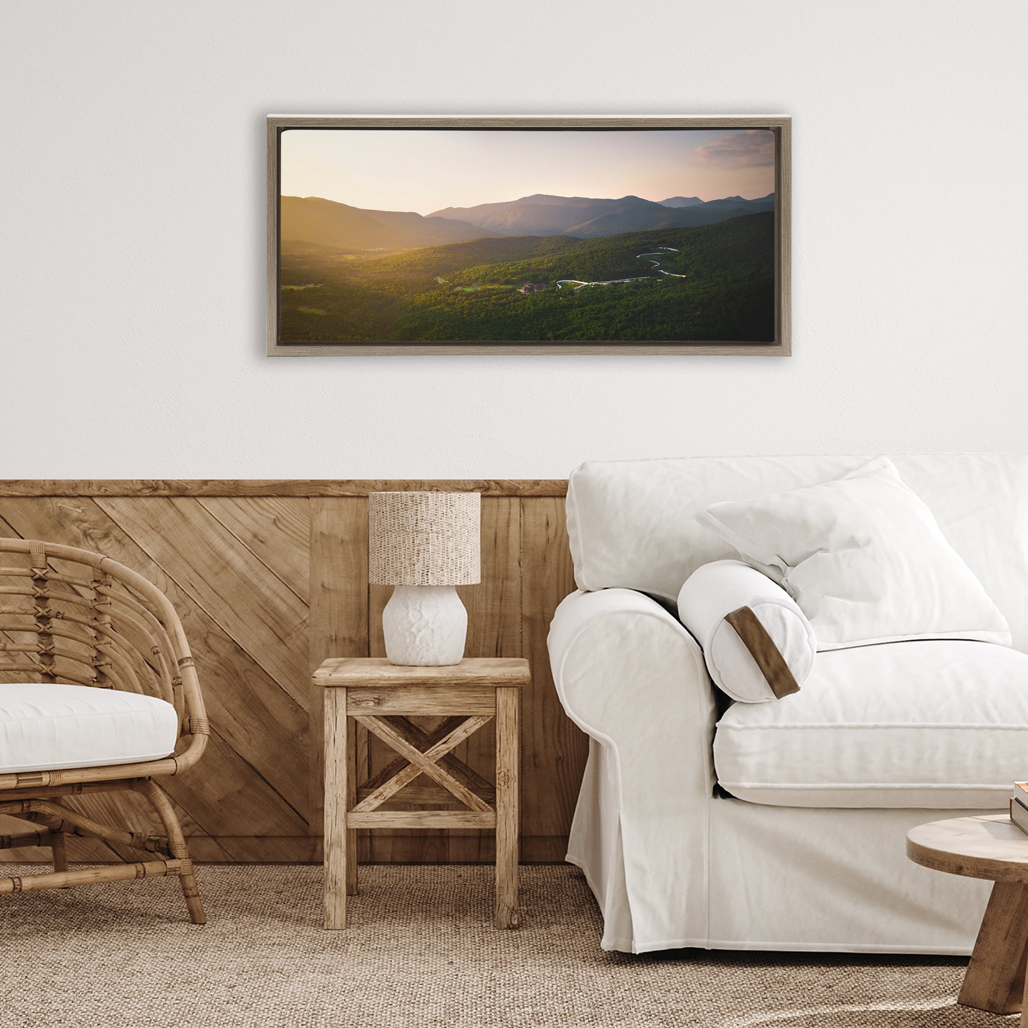 Stupell Industries Winding Road Through Forested Mountains Brown Framed Floater Canvas Wall Art, design by Jonathan Zaharek