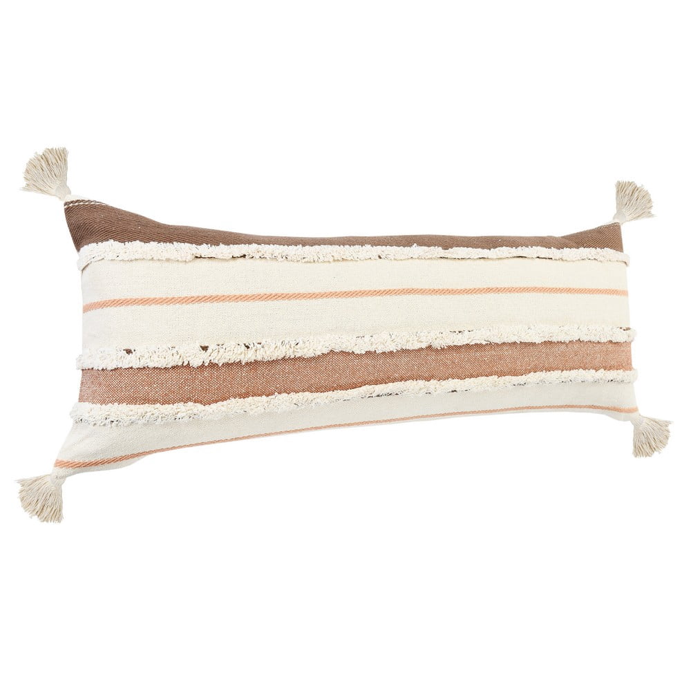 Harlow Hill Hand-stitched White/Brown Stripe All-Natural Cotton Pillow Cover