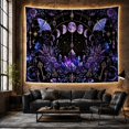 thumbnail image 6 of Crystal Cluster with Lavender and Moons on Black, Mystical Celestial for Witchy Decor Lovers, Celestial Wall Art, Halloween Gift Tapestry Wall Hanging for Bedroom and Dorm, 6 of 7