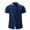 Navy, variant on Men Double Button Shirt Plaid Short Sleeve Slim Fit Shirts Turn-down Collar Casual Summer Shirt with Pocket Gray M