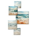 thumbnail image 3 of Designart "Taupe And Azure Simplified Seashore Line" Coastal Beach Wall Art Set Of 5 - Beige Coastal Hallway Metal Art Print Set, 3 of 6