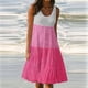 thumbnail image 2 of Vestido HUOGUO, estampado de moda para mujer, vacaciones y verano, sin mangas, 2 of 5