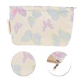 thumbnail image 4 of Unique Bargains 1 Pc Portable Embossment Butterfly Makeup Bag Polyester Beige Blue Medium, 4 of 5