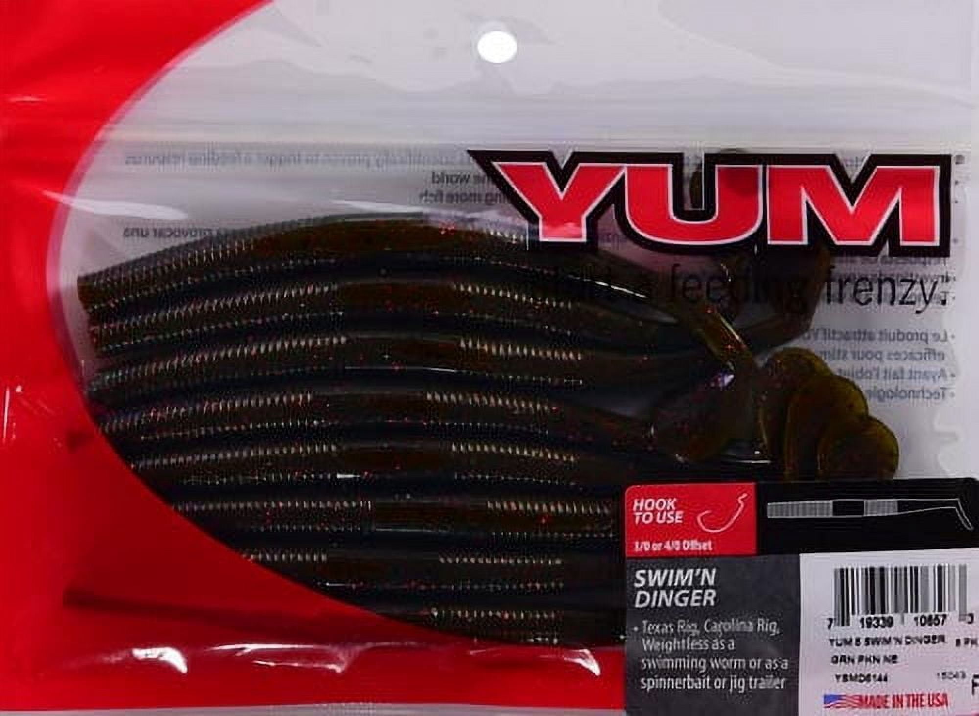 YUM Swim'N Dinger Soft Plastic Green Pumpkin Neon Flake 5"