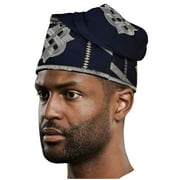 Navy-blue and Silver Embroidered African Hand woven Aso Oke Hat