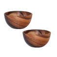 thumbnail image 1 of Oleegame 2PC Stainless Steel Cutlery Set Household Round Wooden Fruit Salad Bowl Dinnerware Basin Container Kitchen Tool Yellow, 1 of 7