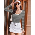 thumbnail image 4 of Ekouaer Womens Long Sleeve Shirts Square Neck Slim Fit Basic Tops Ribbed Thermal Undershirts Layering Tee, 4 of 6