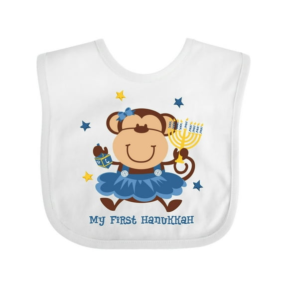 Inktastic Monkey Girl 1st Hanukkah Girls Baby Bib