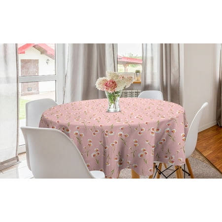 

Floral Round Tablecloth Summer Themed Peonies on Branches Vivid Joyous Tones Circle Table Cloth Cover for Dining Room Kitchen Decor 60 Rose Ruby by Ambesonne