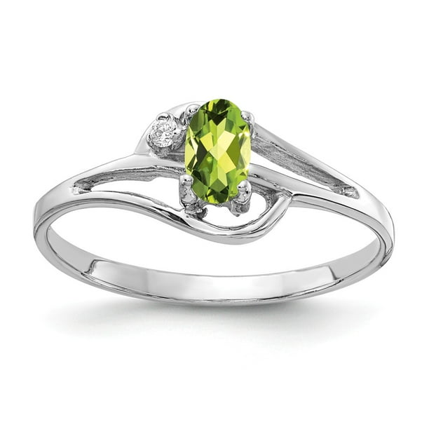AA Jewels Solid 14k White Gold 5x3mm Oval Peridot Green August
