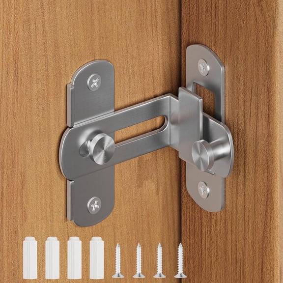 Barn Door Lock, 90 Degree Barn Door Latch, Stainless Steel Gate Latch Hardware, Barn Door locks and Latches for Bedroom, Wooden Fence,