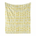 thumbnail image 1 of Flower Soft Flannel Fleece Throw Blanket, Tiny Daffodils and Bead Forms Situated at Wavy Vertical Lines, Cozy Plush for Indoor and Outdoor Use, 70" x 90", Champagne Yellow, by Ambesonne, 1 of 6