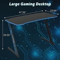thumbnail image 3 of YRLLENSDAN Gaming Table with Headphone Hook, 47 inch Large Gaming Computer Desk Table, PC Gamer Table for Home Office, Computer Workstation with Z-Shaped Steel Leg, Black and Blue, 3 of 8