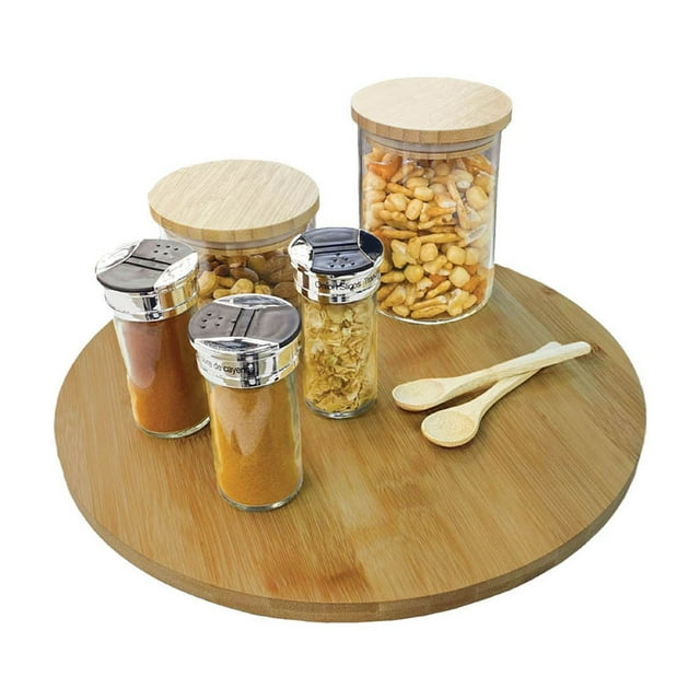 JS Gourmet - Bamboo Lazy Susan Turntable Tray, 14" Diameter