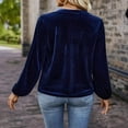thumbnail image 5 of Craaazy Women's Velvet Tops Long Sleeve V Neck Button Down Shirts Casual Blouses Solid Color Fall Pullover Tops Gifts For Women, 5 of 5