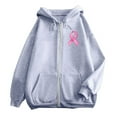 thumbnail image 4 of Hoodie Women Oversized Longline Casual Streetwear Women's Zip Up Hoodie Pullover Cancer Awareness Month Long Sleeve Pocket Drawstring Casual Sweatshirt For Everyday Wear, 4 of 6