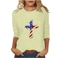 thumbnail image 2 of Dazajoo Womens 4th of July Shirts Independence Day 3/4 Sleeve Round Neck Tunic Tops 2024 Summer Patriotic Flag Stripes Blouses for Women Flash Deals Today,Khaki,S, 2 of 6
