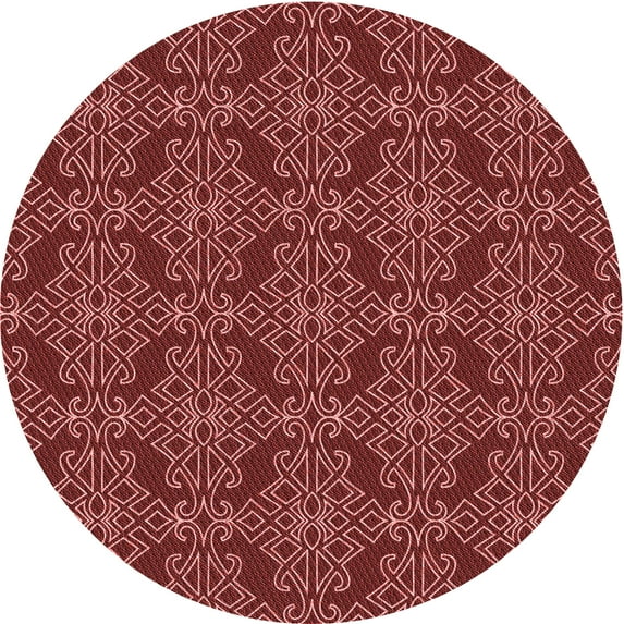 Ahgly Company Indoor Round Patterned Valentine Red Area Rugs, 3' Round
