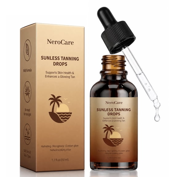 NeroCare Sunless Tanning Drops for Face & Body, Gradual Self Tanner Oil with Aloe Vera, 1.7 fl oz