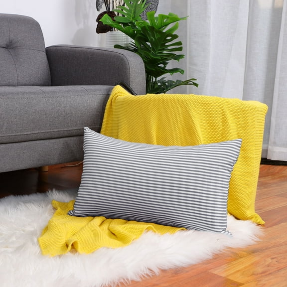 PiccoCasa Checkered Grid Style Plaid Throw Pillow Cushion Cover for Home Office Car Decorative Blue and White 12" x 20"