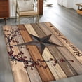 thumbnail image 4 of Khaki Brown Texas Star 2.7x5 Area Rugs, Retro Country Star Farmhouse Wooden Non-Skid Rubber Backing Large Rectangle Rugs - Living Room Bedroom Home Office, Indoor Floor Mat Carpets Washable Rug, 4 of 9