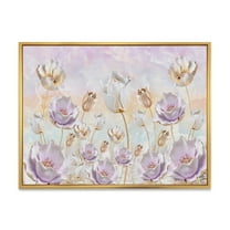Designart 'Blossoming Pastel Tones Flowers' Traditional Framed Canvas Wall Art Print