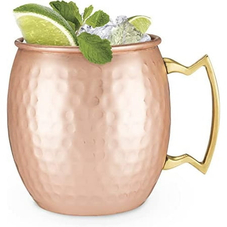 

Hammered Copper Moscow Mule Mug 16 oz Set of two Brass Handles