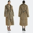 thumbnail image 7 of DEBIMY Women Luxury Faux Fox Fur Coat Tip-Dyed Lapel Shawl Overcoat Calf-Length Outer Wear with Pockets Belt Grey Gold XL, 7 of 7