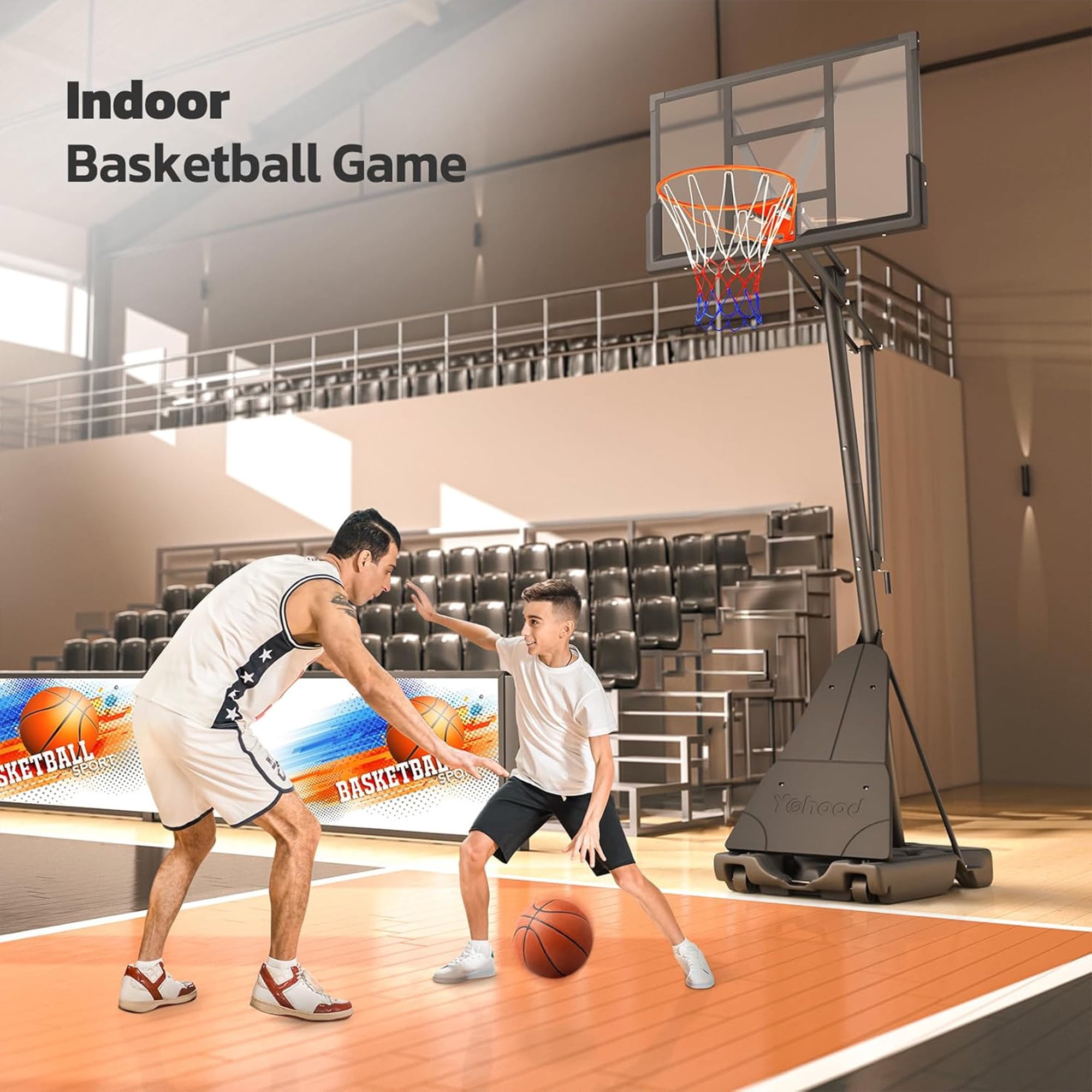 Toremore 44" Basketball Hoop Outdoor Adjustable, 5.25-10FT Portable Basketball Hoop Goal System with Shatterproof PC Backboard and Larger Base for Kids Youth and Adults