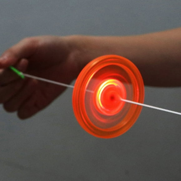 Luminous Flashing Rope Flywheel Toy Hand Pull Rope Light Up Flywheel Toy Eye-Catching Light Toy with Whistle Rotating Fun Led Light Toy for Kids Children Boys Girls Random Color