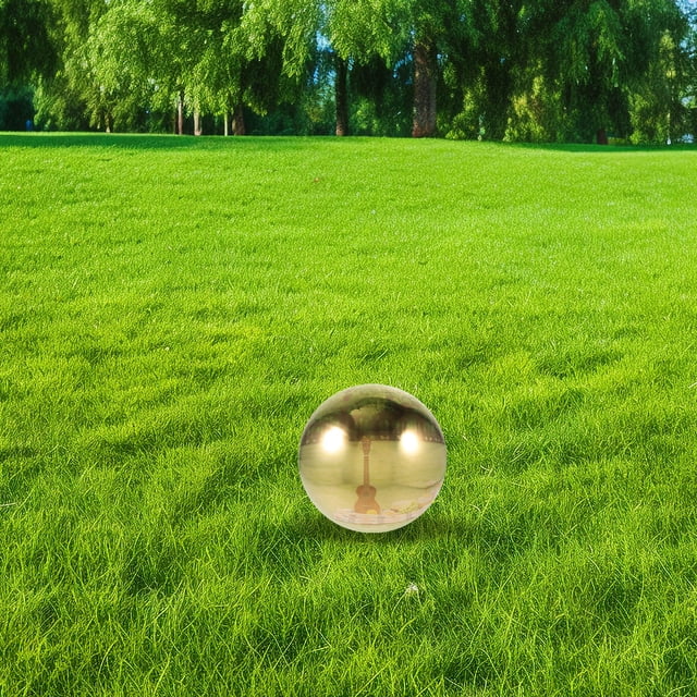 unbranded Sphères Réfléchissantes Extérieures 1Pcs Boule en Acier Inoxydable Dorée Creuse pour Jardin
