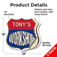 thumbnail image 2 of Tony's Workshop (2 Pack) 12 inch X 12 inch Shield Shaped Heavy Duty 3.2 mil Vinyl Decals Weather Resistant, UV Protected To last, Gift for Dads and Uncles Classic Americana Crafted in, 2 of 6