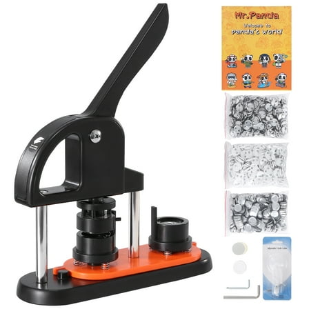 BENTISM Button Maker, 0.98 inch/25mm Pin Maker with 500pcs Button Parts, Ergonomic Arc Handle Punch Press Kit, Button Maker Machine with Panda Magic Book, For Children DIY Gifts and Christmas