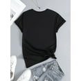 thumbnail image 3 of Letter Printed Causal Round Neck T-shirt, Short Sleeves Sports Running Tops, Women's Activewear, 3 of 9
