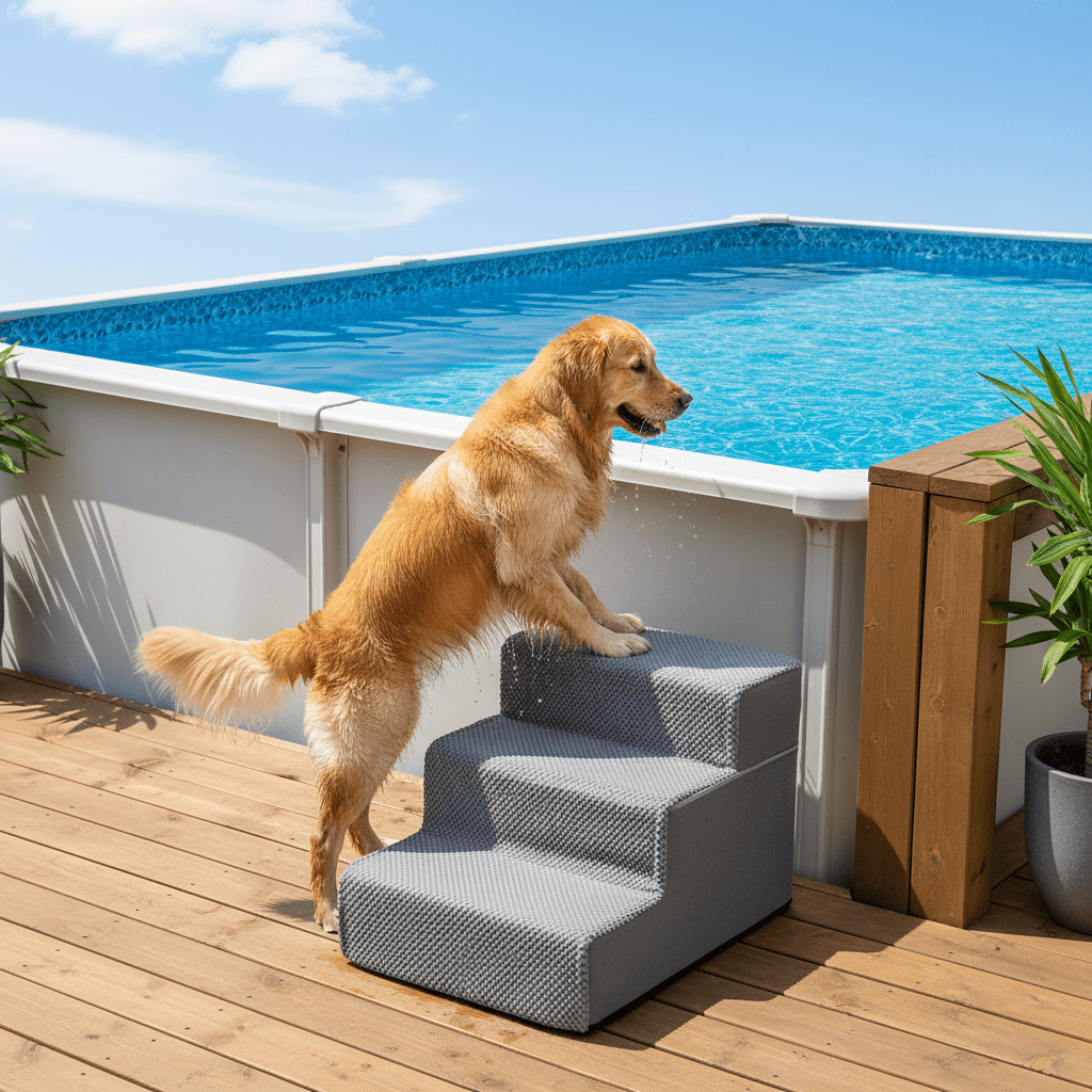 EDX 3-Step 13'' Tall Dog Stairs, Right-Angle Design, Non-Slip Foam Core, Easy Clean, Indoor & Outdoor Use for High Beds & Sofas